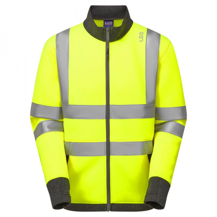 Leo Workwear SS07-Y ARGANITE ISO 20471 Cl 3 EcoViz Air Layer Full Zip Sweatshirt Yellow